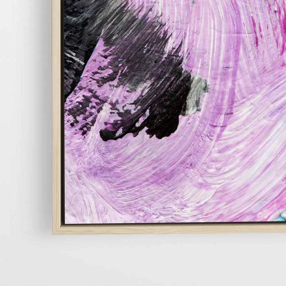 Obraz w ramie 50x50 - Kolorowy rój wyobraźni - rozlane kolorowe farby olejne, abstrakcja - rama drewno