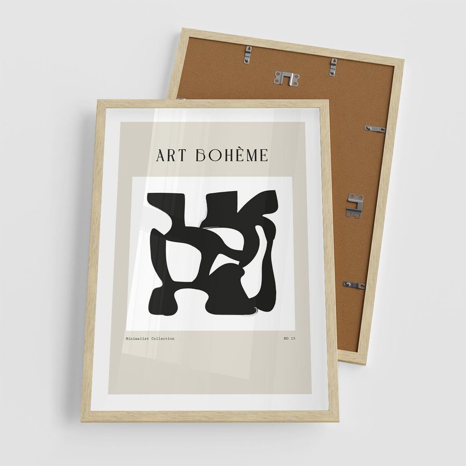 Plakat w ramie 50x70 - Boho Szepty - boho plakat, minimalizm - rama drewno