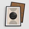 Plakat w ramie 50x70 - Minimalizm w Kształtach - geometryczny graficzny obraz, czarne koło - rama czarna