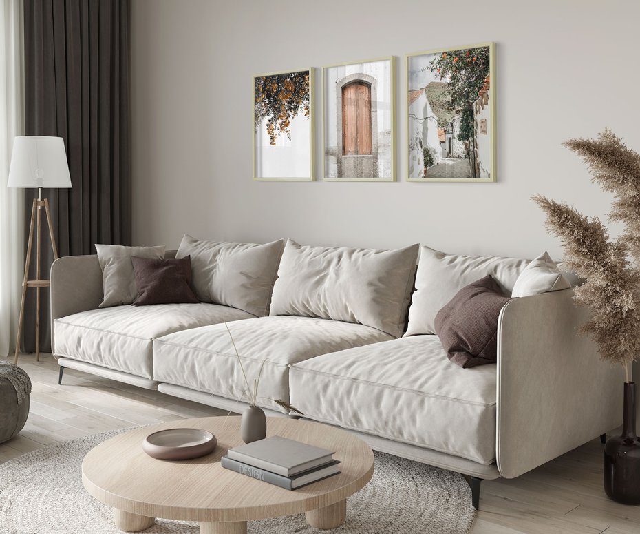 Zestaw obrazy w ramie 30x40 galeria - Stare, drzwi, Włochy, uliczka - rama drewno