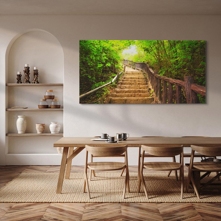 Obraz na płótnie 120x60 - Magiczne schody w lesie - schody, las