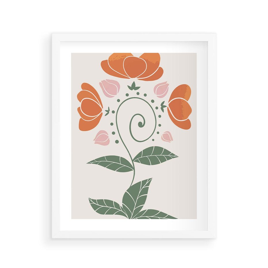 Plakat w ramie 40x50 - Migocące Kształty Kwiatów - kwiaty polne, plakat - rama biała