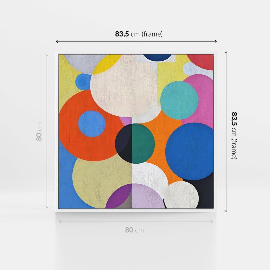 Obraz w ramie 80x80 - Tajemnicze Odbicia Czasu - abstrakcyjne geometryczne kształty, olejny obraz - rama biała