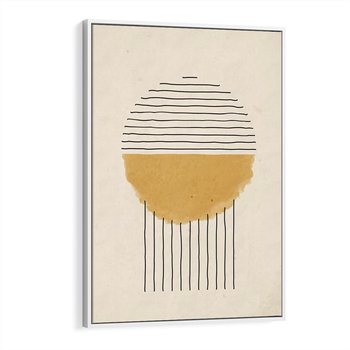 Obraz w ramie 80x120 - Podróżne Kreski - akwarelowa plama, geometryczne szkicowane kształty - rama biała