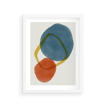 Plakat w ramie 40x50 - Modernistyczna Abstrakcja: Kolorowe Plamy - abstrakcja, modern - rama biała