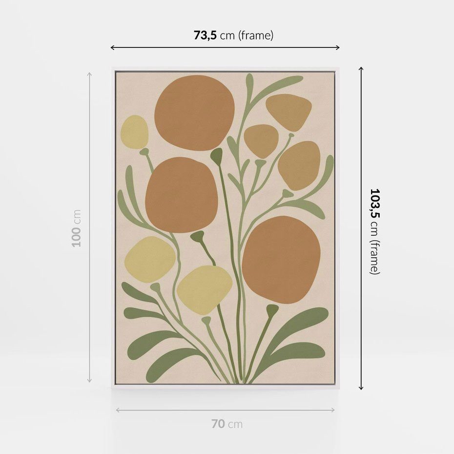 Obraz w ramie 70x100 - Uspokojenie Wśród Roślin - nowoczesny plakat, roślinność - rama biała