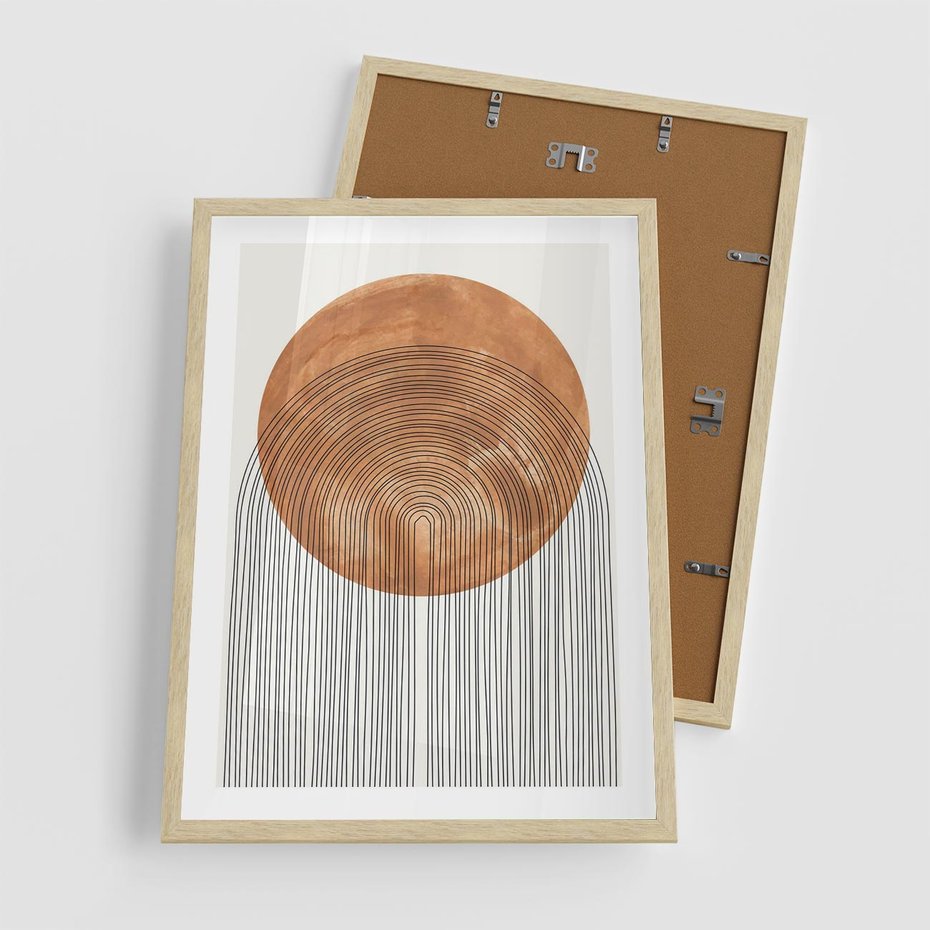 Plakat w ramie 50x70 - Złote Akcenty - nowoczesna sztuka, modern - rama drewno