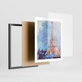 Plakat w ramie 40x50 - Paryska Wieża - olejny abstrakcyjny obraz, wieża eiffla - rama czarna