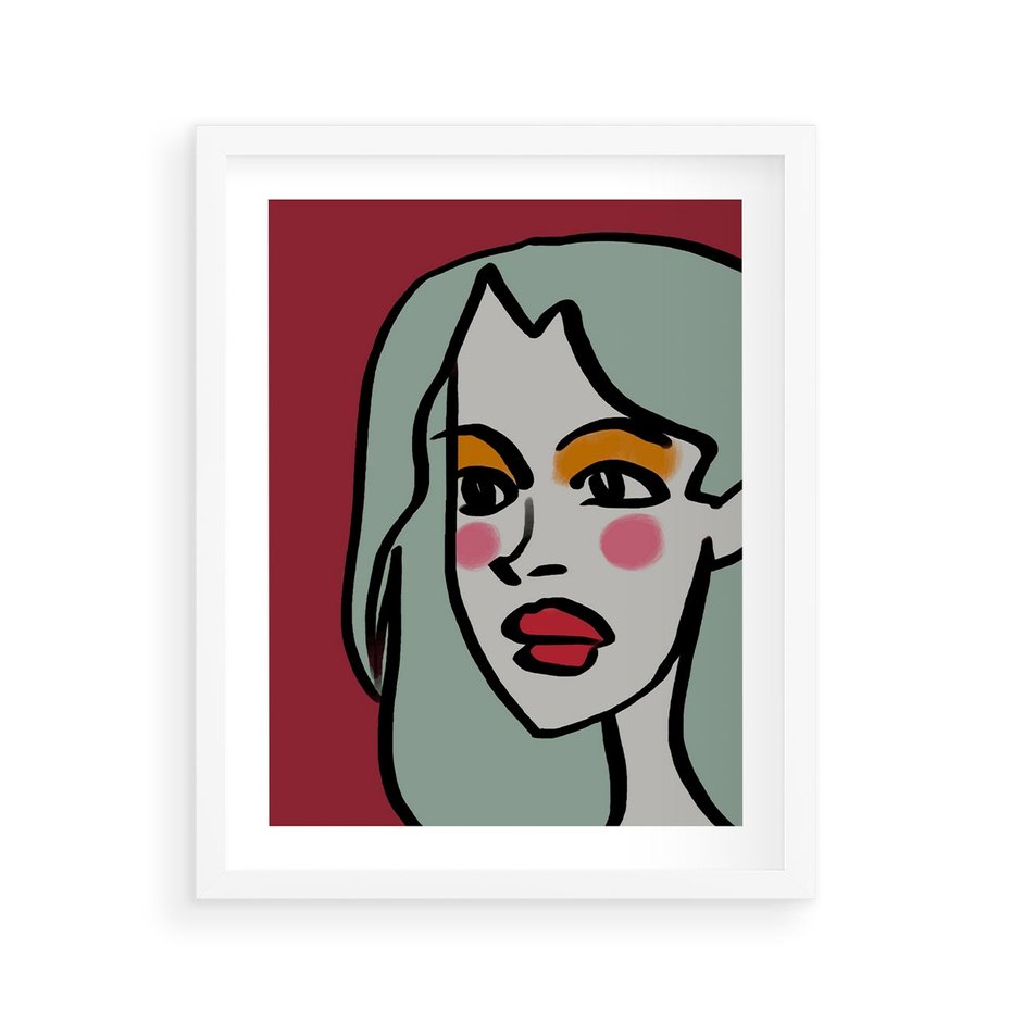 Plakat w ramie 40x50 - Ekspresja Linii - nowoczesny plakat, mocna linie - rama biała