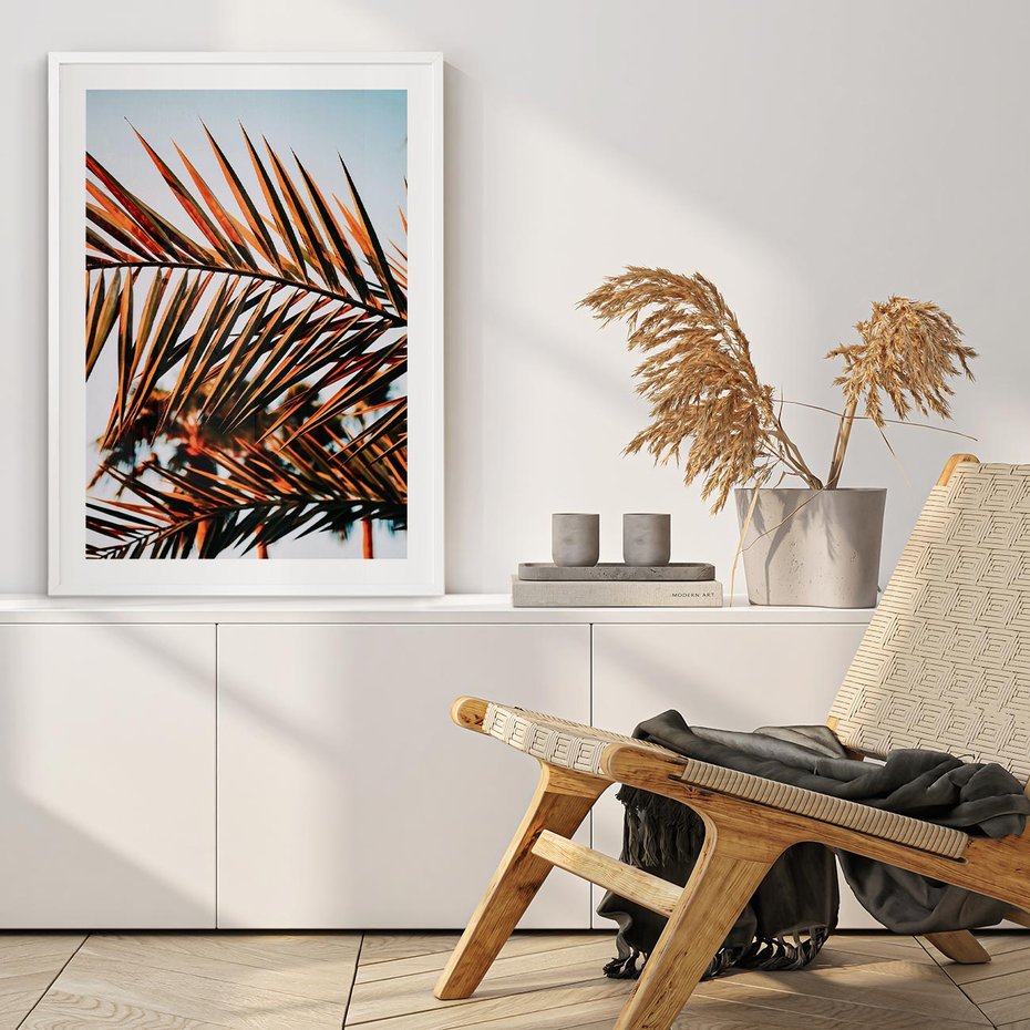 Plakat bez ramy 21x30 - Tropikalna Harmonia - palma, liście palmy