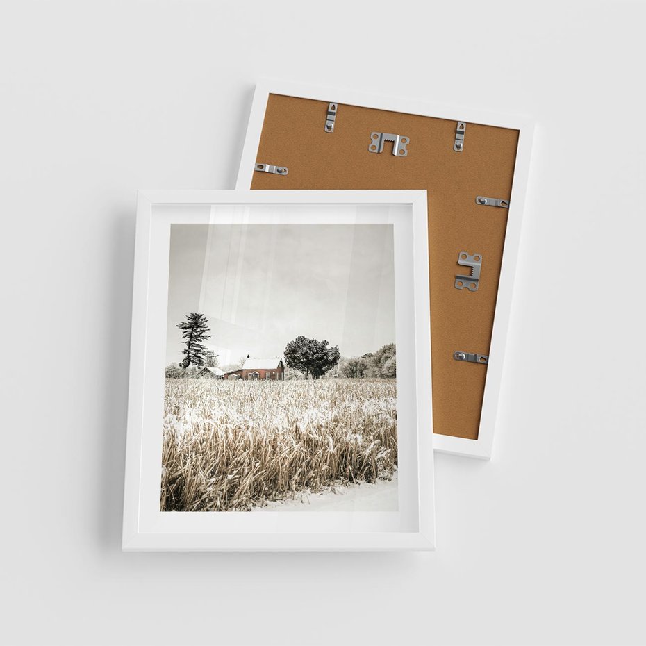 Plakat w ramie 40x50 - Idylliczna Zima - zima, krajobraz zimowy - rama biała