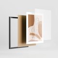 Zestaw obrazy w ramie 30x40 galeria - Kobieta, abstrakcja, one-line, nowoczesny - rama czarna