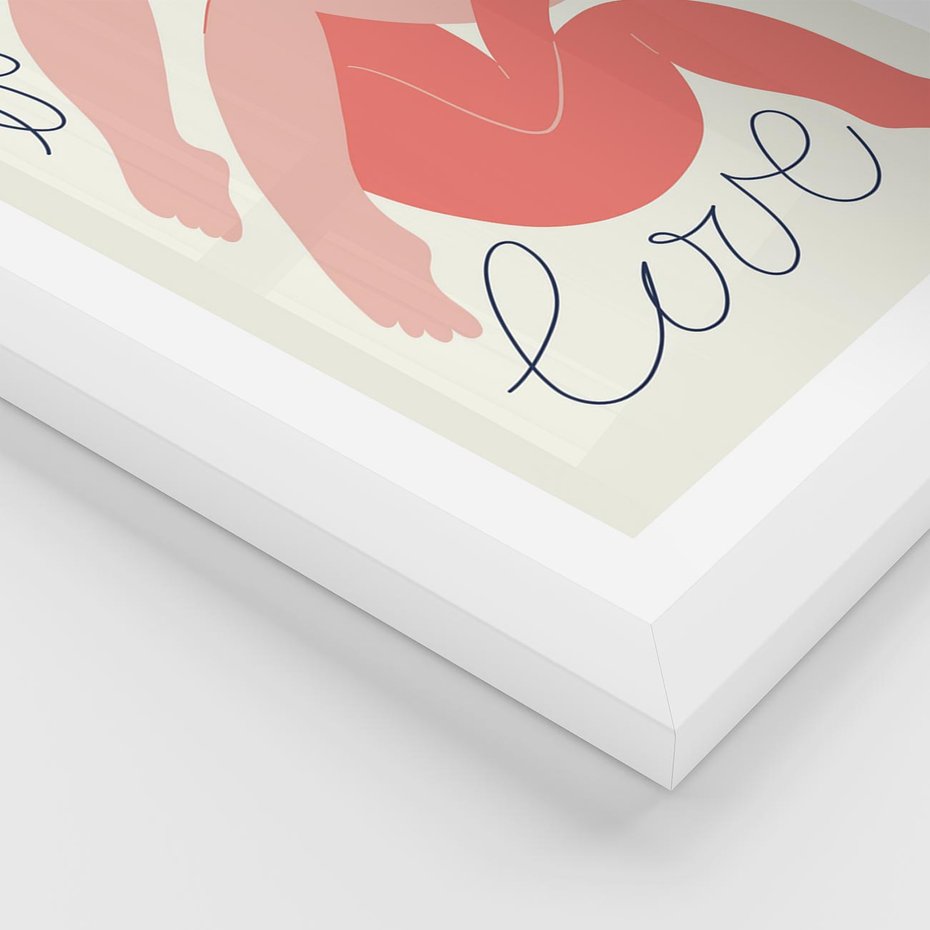 Plakat w ramie 30x40 - Dźwięk ciszy na płótnie - para zakochanych, graficzny obraz - rama biała