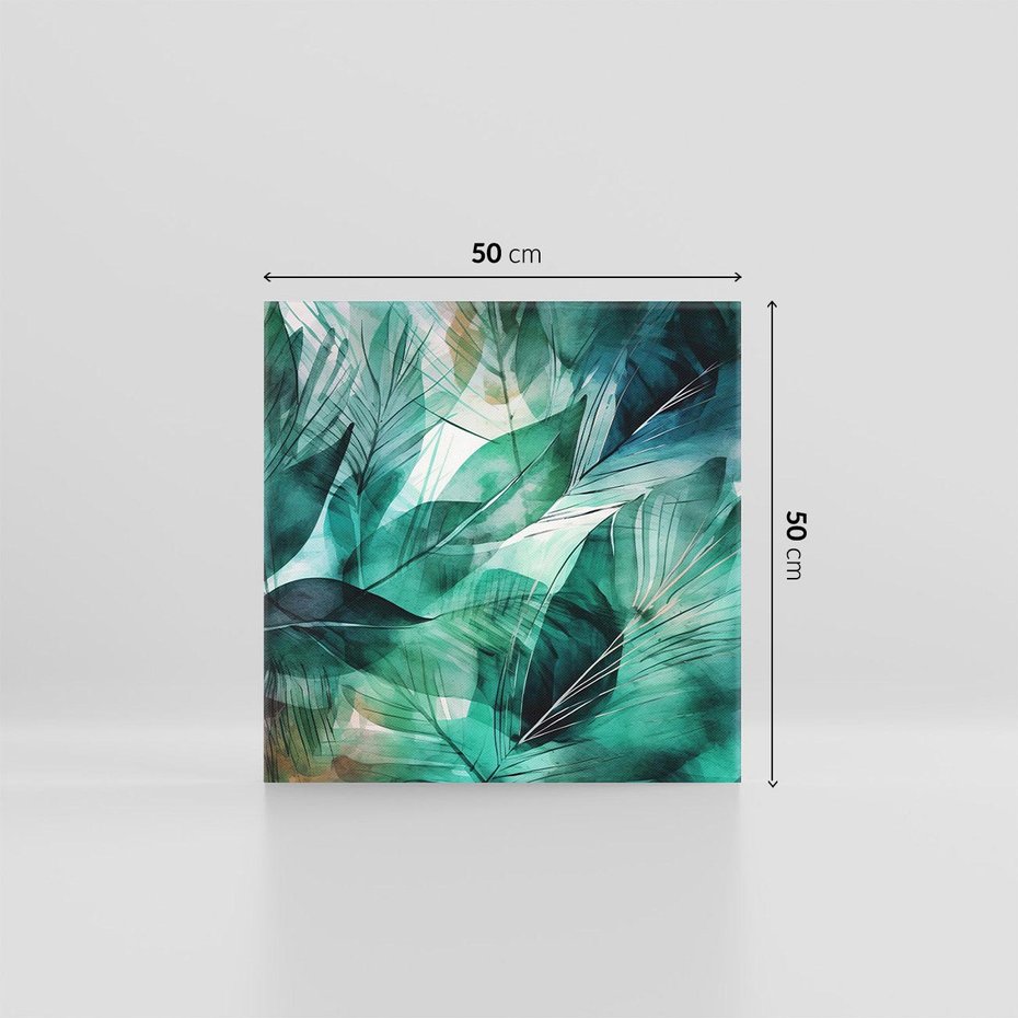 Obraz na płótnie 50x50 - Zieleń Tropików - tropikalne zielone liście palmy, monstera