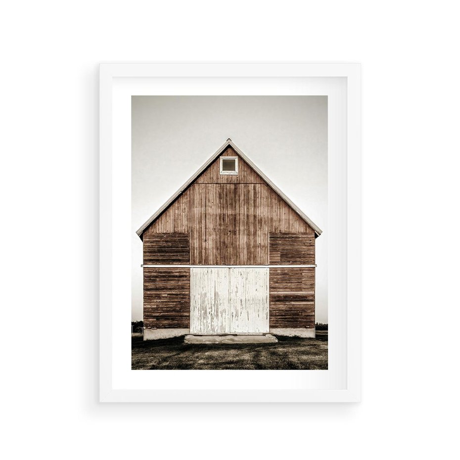 Plakat w ramie 30x40 - Rustykalny Drewniany Domek - domek, drewniany dom - rama biała