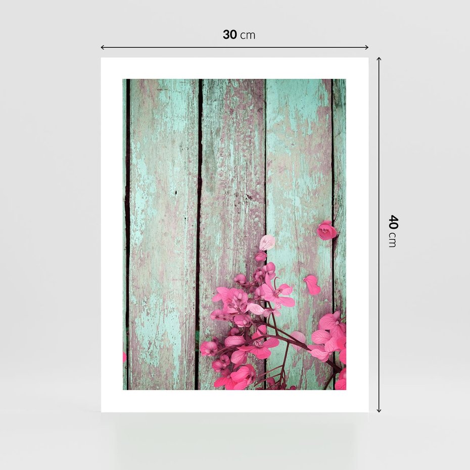 Plakat bez ramy 30x40 - Urok Dawnych Czasów - kwiaty, deski