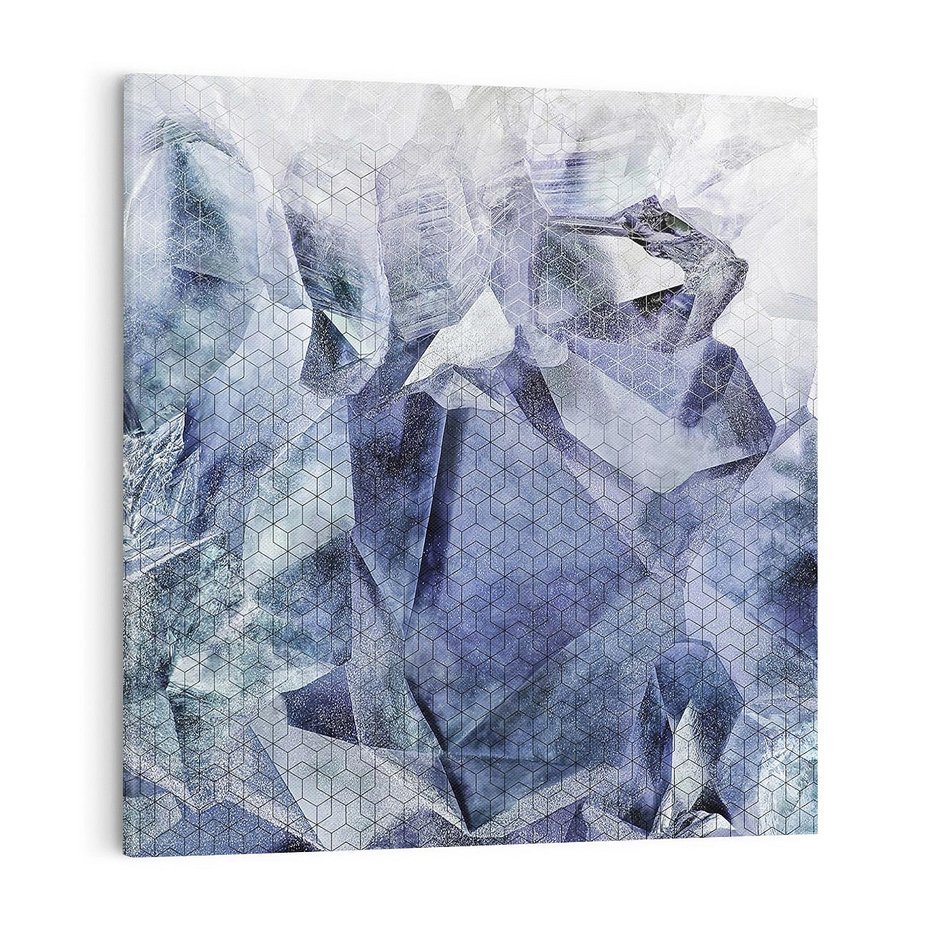 Obraz na płótnie 80x80 - Melodia mgieł i marzeń - abstrakcja w kolorze granatu, przypominająca górę lodową