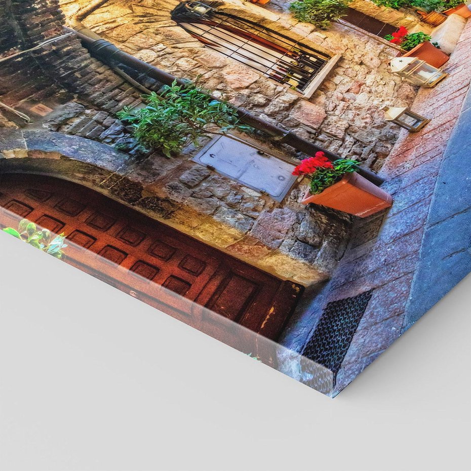 Obraz na płótnie 30x30 - Kwiecista uliczka - uliczka, miasto