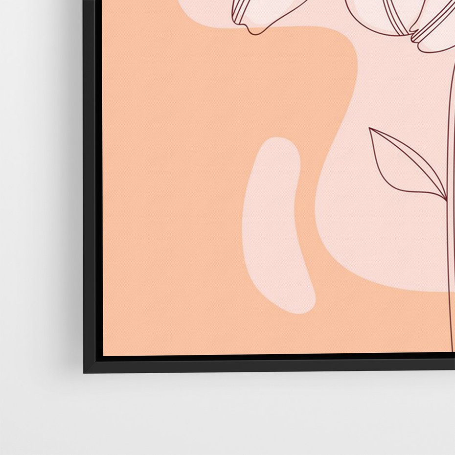 Obraz w ramie 70x100 - Kwiatowa Harmonia - minimalistyczny plakat, pudrowe kwiaty - rama czarna