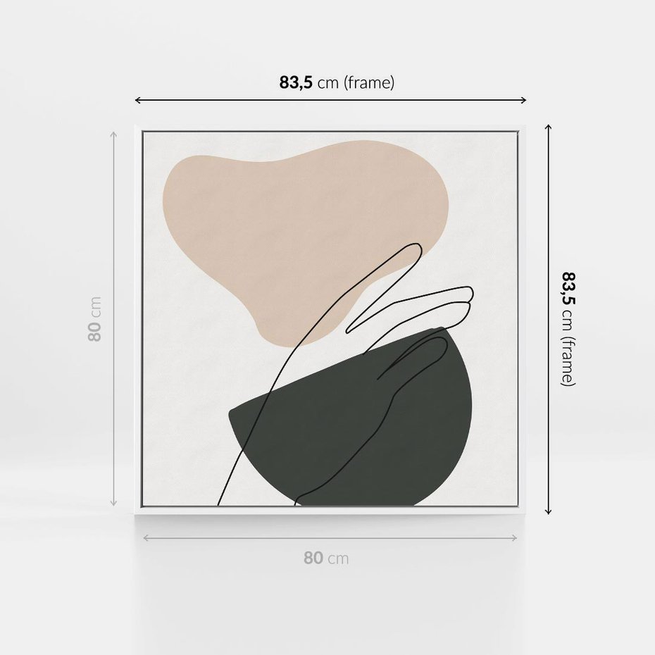 Obraz w ramie 80x80 - Rozkwitająca Opowieść - szkic jedną linią, one lone - rama biała