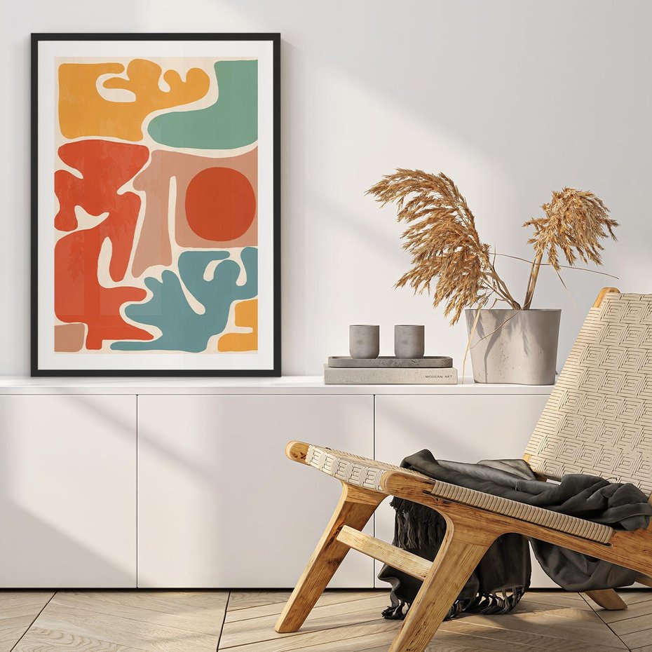 Plakat bez ramy 50x70 - Pastelowa Symfonia Kształtów - abstrakcyjne kolorowe formy, pastelowe kolory