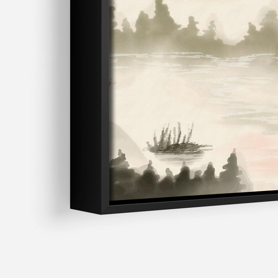 Obraz w ramie 70x100 - Przyroda Japonii - japońska akwarela, góry - rama czarna