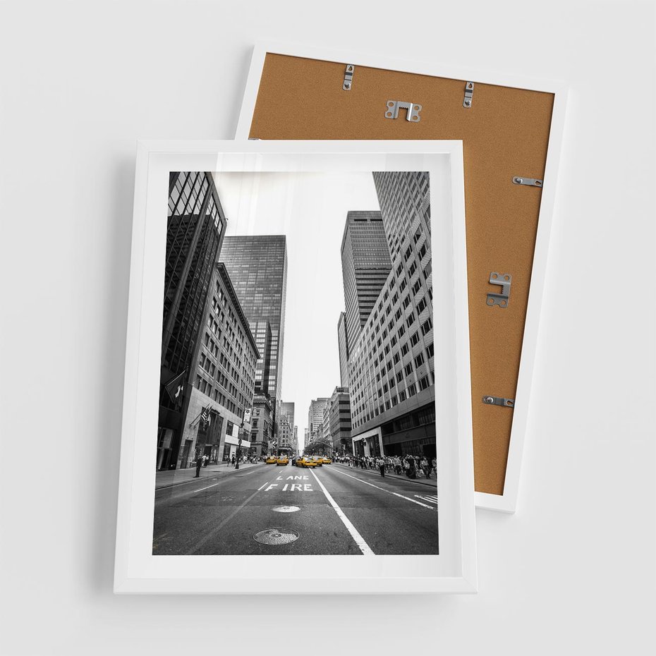Plakat w ramie 50x70 - Ulica Nowego Jorku - ulica, Nowy Jork - rama biała