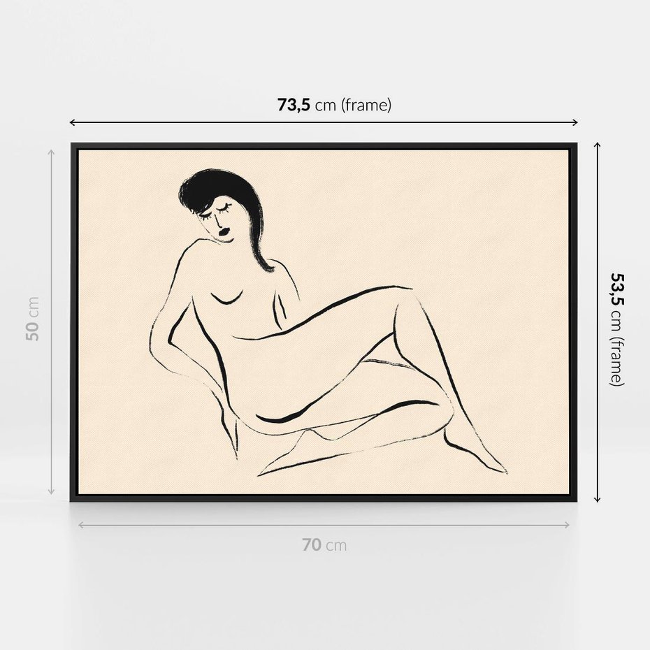 Obraz w ramie 70x50 - Piękno w Minimalizmie - abstrakcyjny rysunek, minimalistyczna kreska - rama czarna