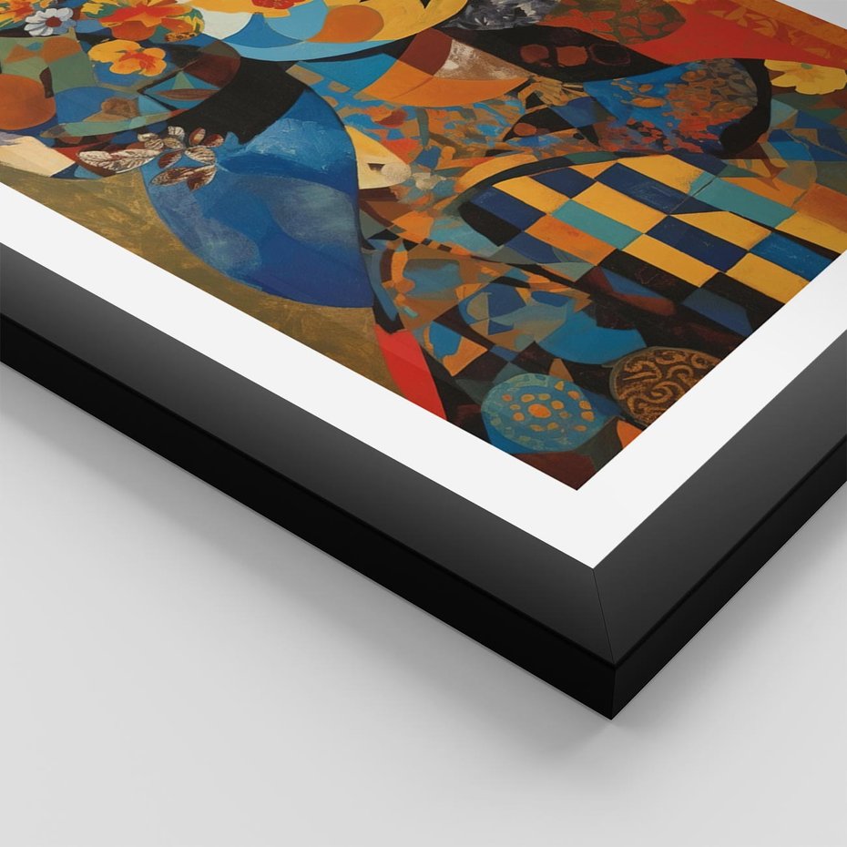 Plakat w ramie 40x50 - Impresje Cichego Szeptu - abstrakcyjny obraz, portret kobiety - rama czarna