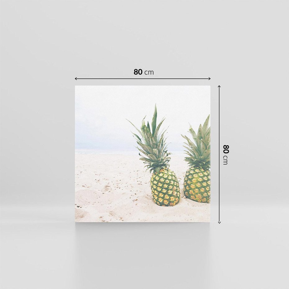 Obraz na płótnie 80x80 - Ananasy Plażowy Raj - ananasy, plaża