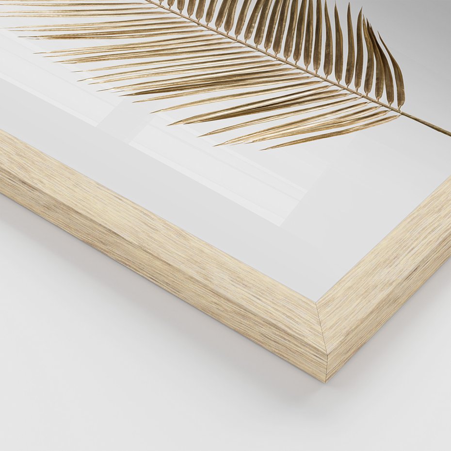 Zestaw obrazy w ramie 40x50 galeria - Złote, palmy, liście, tropikalne, minimalizm - rama drewno