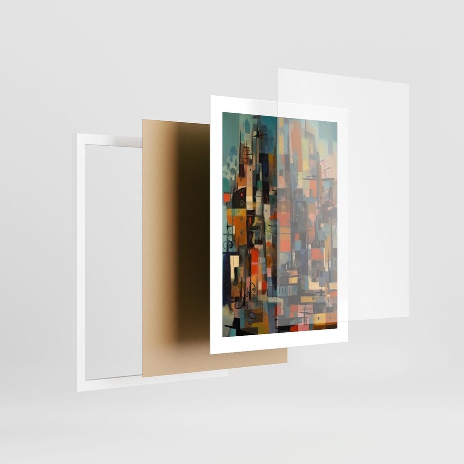 Plakat w ramie 30x40 - Zaklęte Odbicia Nienormalności - styl mid century, nowoczesna sztuka - rama biała