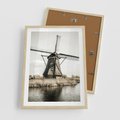 Plakat w ramie 50x70 - Holenderski Wiatrak w Sepii - holenderski wiatrak, młyn - rama drewno