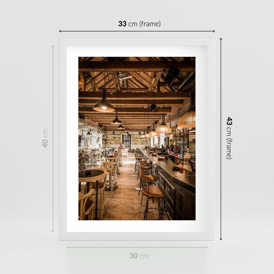 Plakat w ramie 30x40 - Smak i styl - restauracja, architektura - rama biała