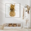 Obraz w ramie 50x50 - Ekskluzywny Akcent - złoty, ananas - rama drewno