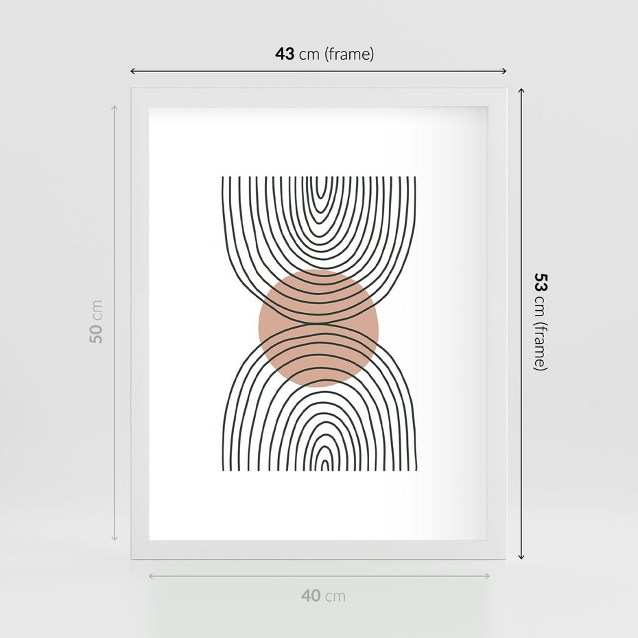 Plakat w ramie 40x50 - Przenikające Widzenia - półkola, koło - rama biała