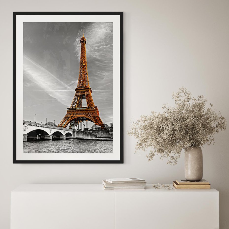 Plakat bez ramy 21x30 - Echa Wieży Eiffla - wieża, Eiffla