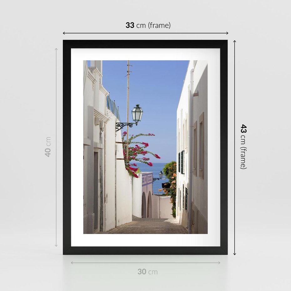 Plakat w ramie 30x40 - Podróże w Czasie: Perspektywiczna Uliczka - uliczka, perspektywa - rama czarna