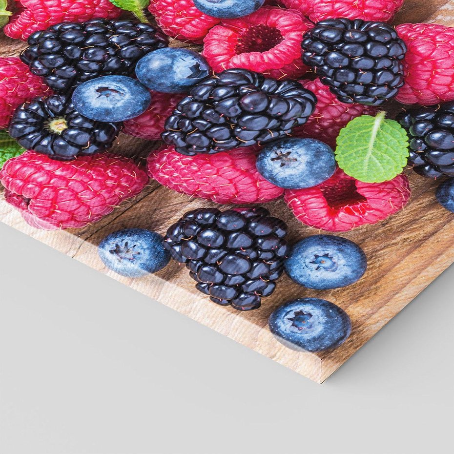 Obraz na płótnie 100x70 - Smak malin i borówek - owoce, leśne