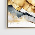 Obraz w ramie 50x50 - Złote Góry - akwarela, graficzne góry - rama drewno