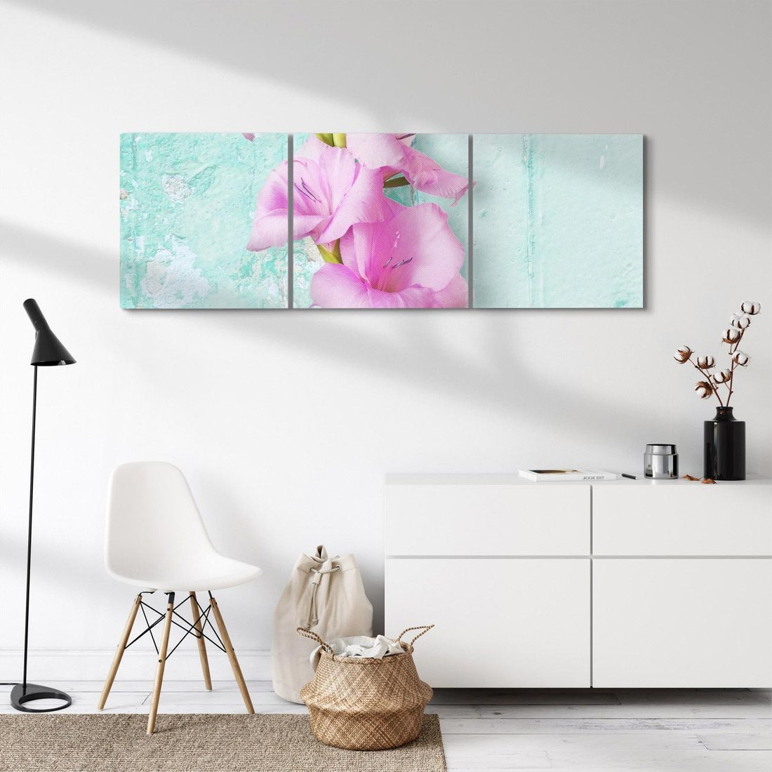 Obraz na płótnie 120x40 - Piękno w delikatności - kwiaty, różowe