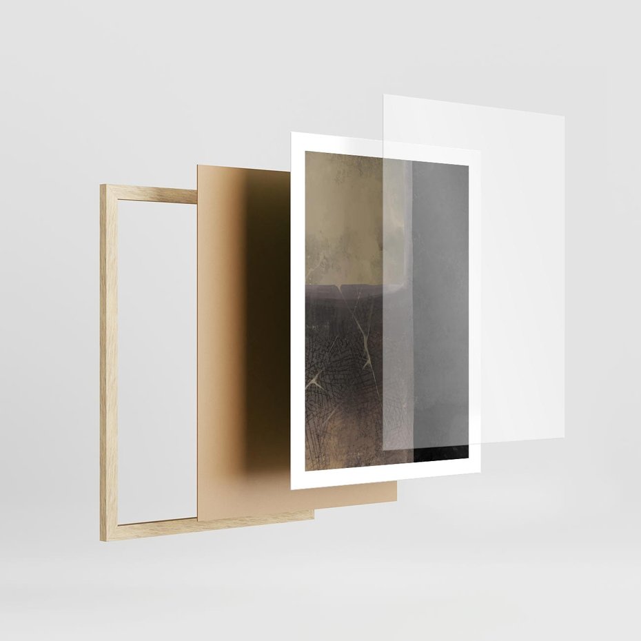 Plakat w ramie 50x70 - Kształty Urywane - mroczny plakat, nowoczesne wnętrza - rama drewno
