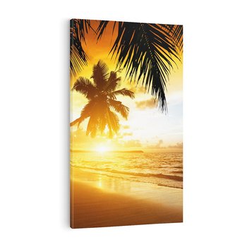 Obraz na płótnie 80x120 - Sielska plaża z palmami i morzem - plaża, morze
