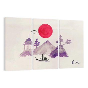 Obraz na płótnie 120x80 - Odbicie Słońca - japońska sztuka, akwarela