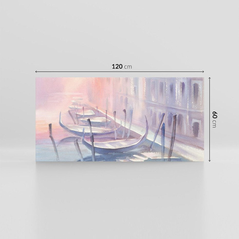 Obraz na płótnie 120x60 - Romantyczne Zachody - akwarelowy rysunek, stonowane pastelowe kolory