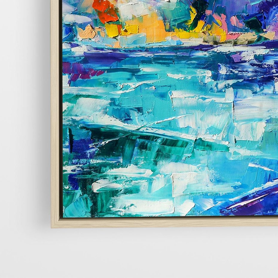 Obraz w ramie 80x80 - Mistyka Górskich Marzeń - abstrakcja, pejzaż gór - rama drewno