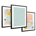 Zestaw obrazy w ramie 30x40 galeria - Monstera, liście, pastelowe, nowoczesne - rama czarna