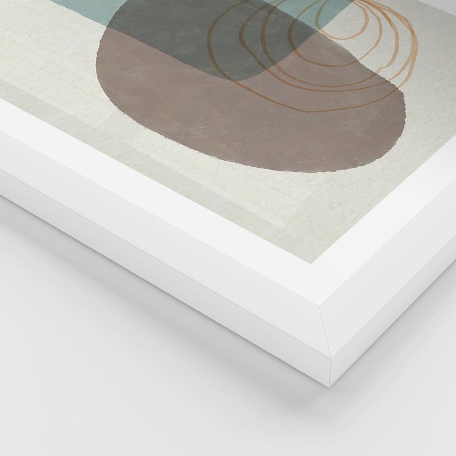 Plakat w ramie 30x40 - Rozkwitające Formy - geometryczne elementy, stonowane ziemiste kolory - rama biała