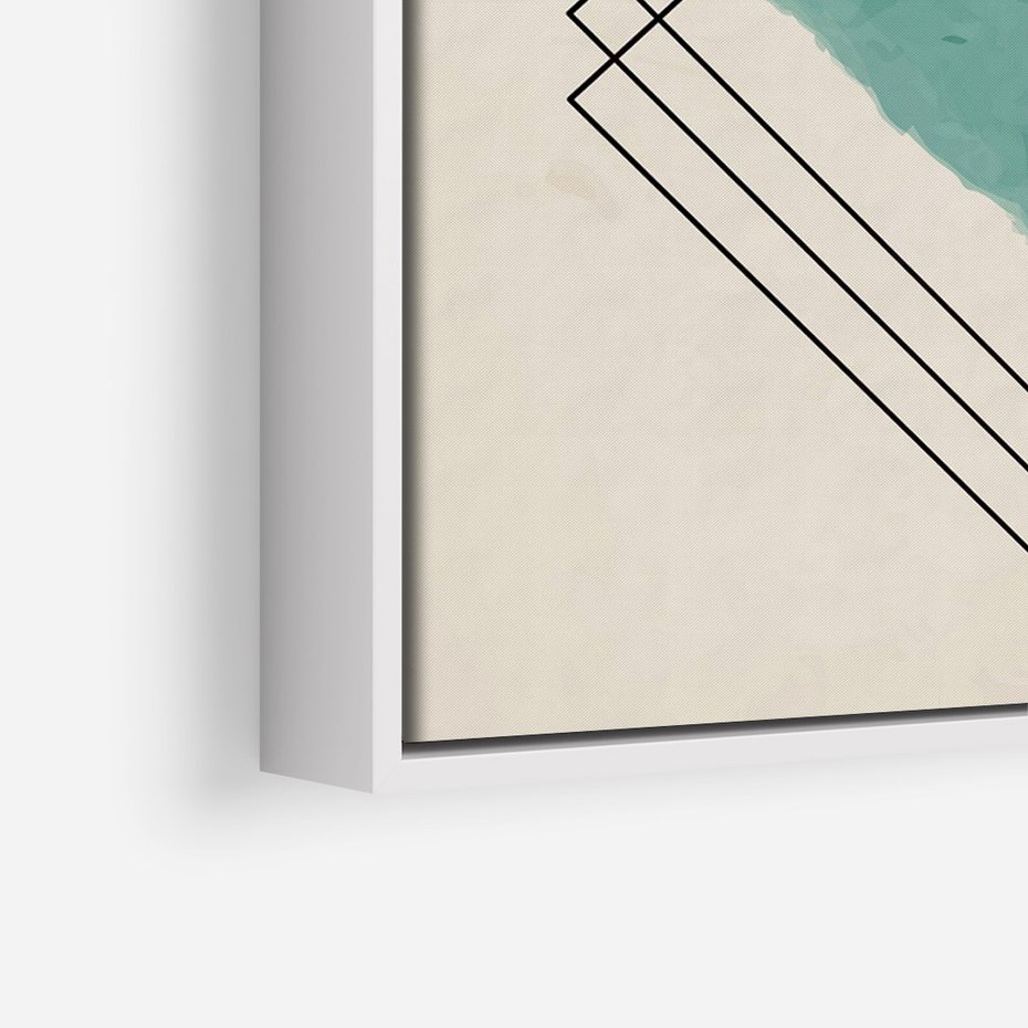 Obraz w ramie 50x70 - Impresje Przestrzeni - akwarelowa plama, geometryczne szkicowane kształty - rama biała