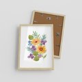 Plakat w ramie 30x40 - Kwiatowe Inspiracje - akwarelowe polne kwiaty, minimalistyczny plakat - rama drewno